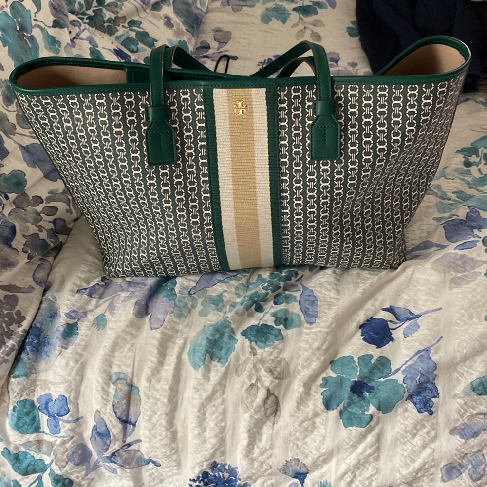 Tory Burch Green Gemini Link Tote